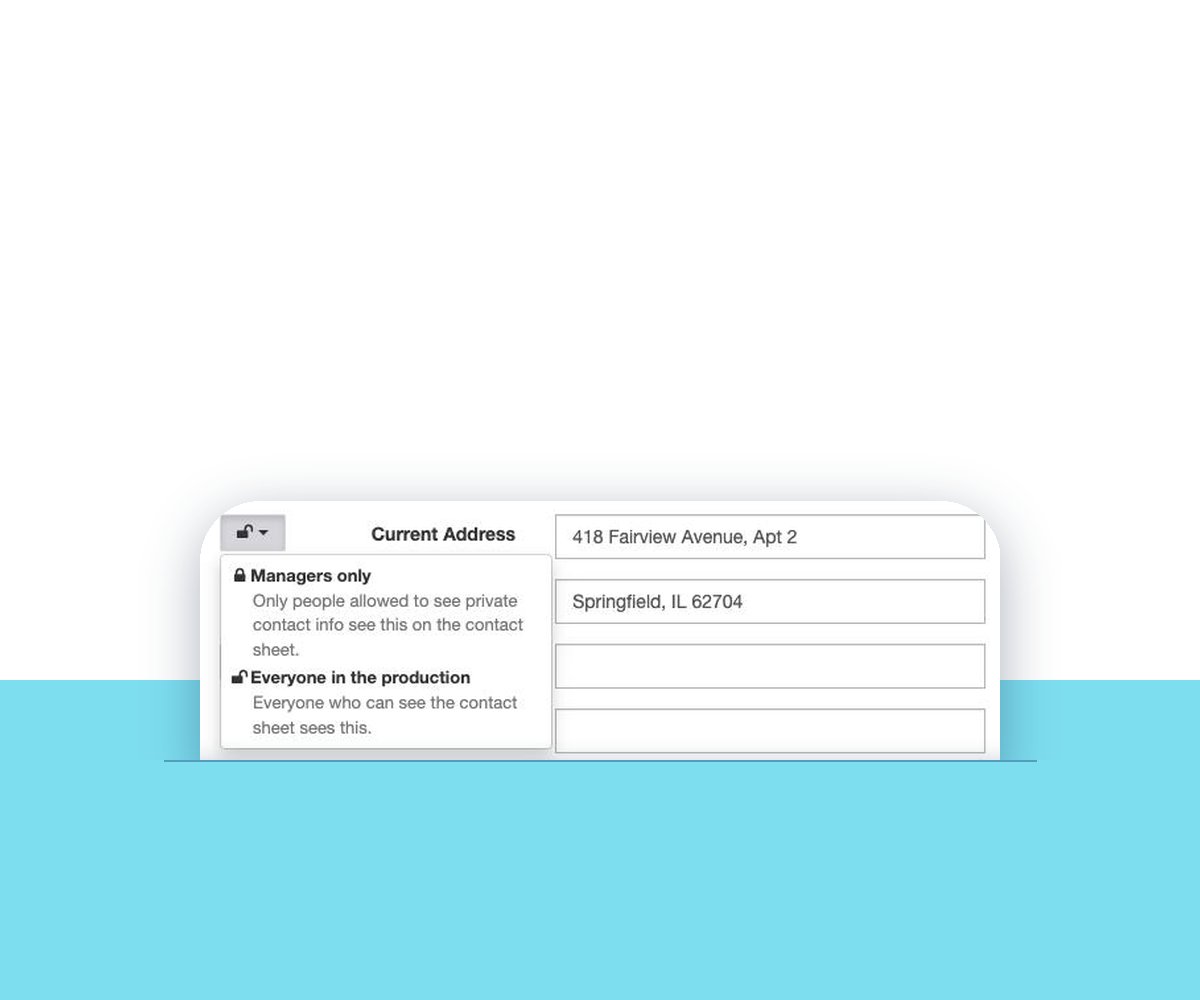 The lock beside an address in VirtualCallboard, set to Managers only or Everyone in the production The lock beside an address in VirtualCallboard, set to Managers only or Everyone in the production